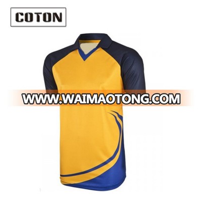 Wholesale dye sublimation blank cricket jersey black yellow for team